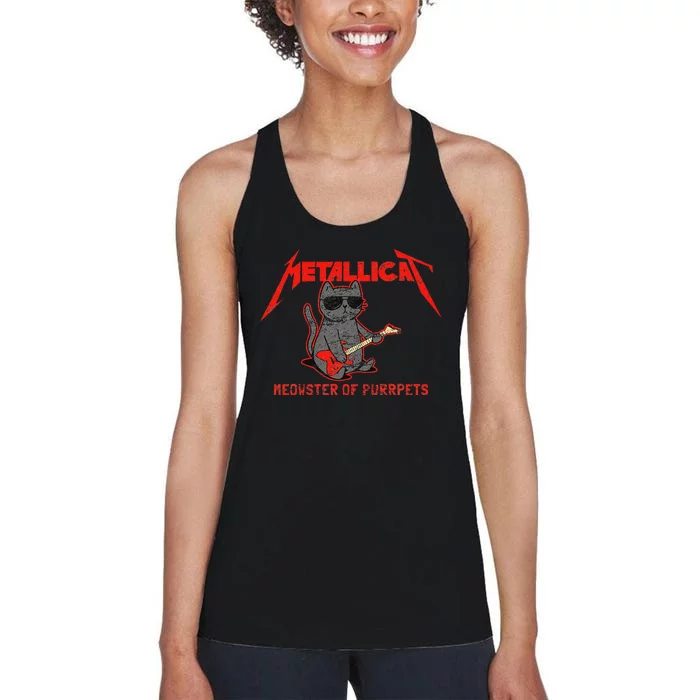 Metallicat Meowster Of Purrpets Funny Cat Women's Racerback Tank