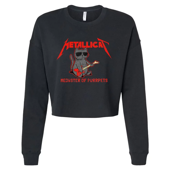 Metallicat Meowster Of Purrpets Funny Cat Cropped Pullover Crew