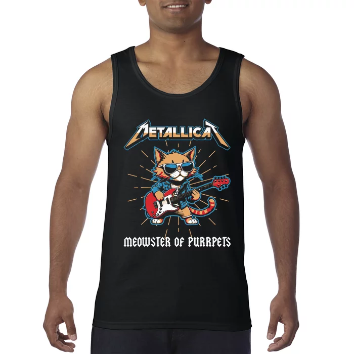 Metallicat Meowster Of Purrpets Funny Cat Tank Top