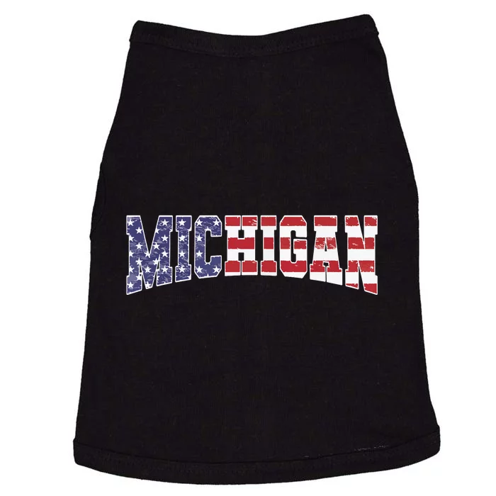 Michigan Mi Patriotic Distressed Usa Flag Design Doggie Tank