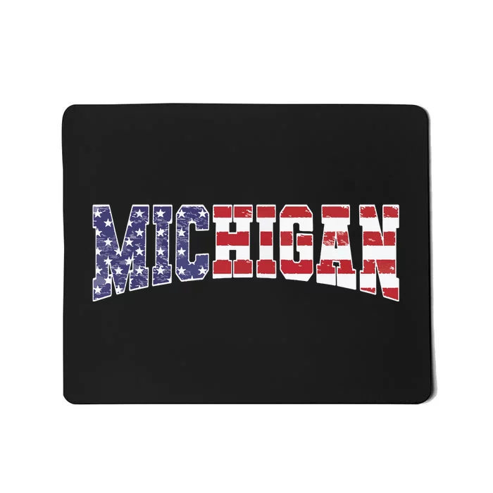 Michigan Mi Patriotic Distressed Usa Flag Design Mousepad