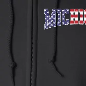 Michigan Mi Patriotic Distressed Usa Flag Design Full Zip Hoodie