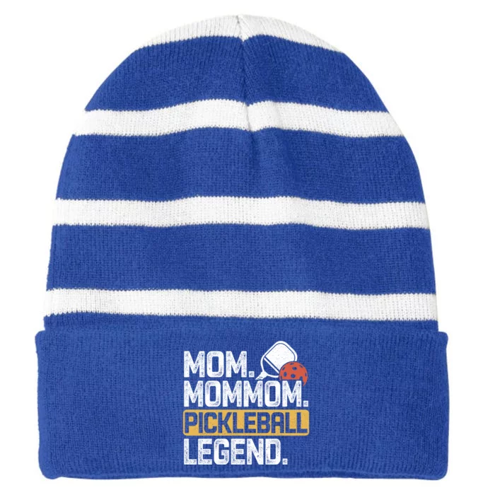 Mom Mommom Pickleball Legend Vintage Great Gift Striped Beanie with Solid Band