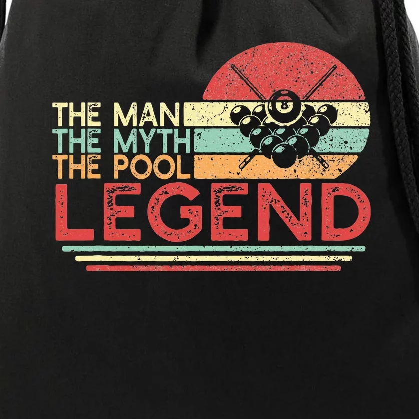 Man Myth Pool Legend Billiards Player Drawstring Bag