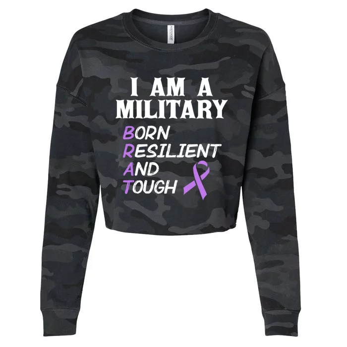 Military Month Purple Brat Fun Cool Gift Cropped Pullover Crew