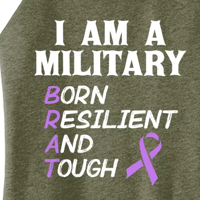 Military Month Purple Brat Fun Cool Gift Women’s Perfect Tri Rocker Tank