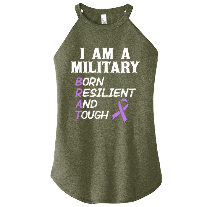 Military Month Purple Brat Fun Cool Gift Women’s Perfect Tri Rocker Tank