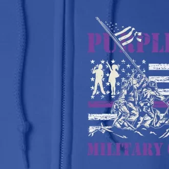 Military Month Purple Up Iwo Jima Ww2 Us American Flag Funny Gift Full Zip Hoodie