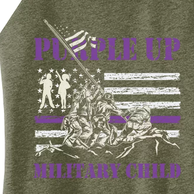 Military Month Purple Up Iwo Jima Ww2 Us American Flag Funny Gift Women’s Perfect Tri Rocker Tank