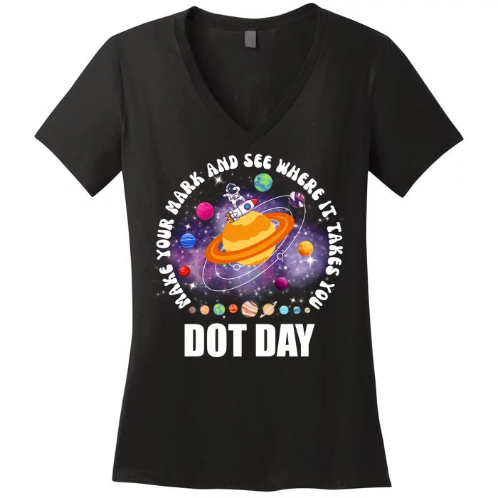 Make Mark Planets International Dot Day Women's V-Neck T-Shirt