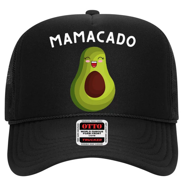 Mamacado Mom Pregnancy Announcement Avocado & Guacamole High Crown Mesh Trucker Hat