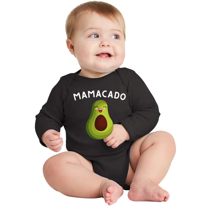 Mamacado Mom Pregnancy Announcement Avocado & Guacamole Baby Long Sleeve Bodysuit