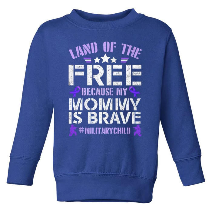 Military Month Purple Up Land Of Free Mommy Brave Gift Toddler Sweatshirt