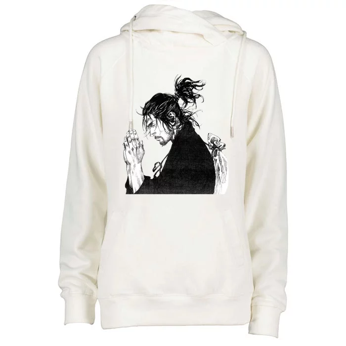 Miyamoto Musashi Praying Womens Funnel Neck Pullover Hood