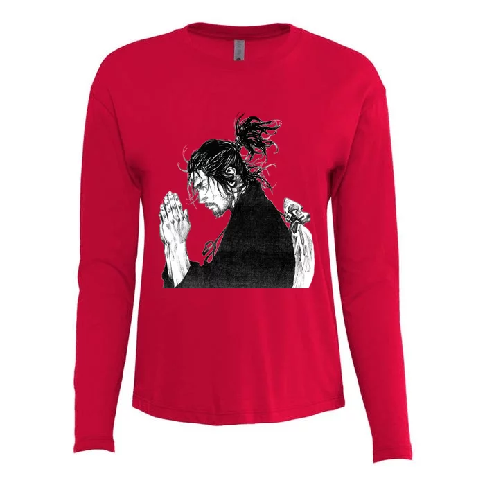 Miyamoto Musashi Praying Womens Cotton Relaxed Long Sleeve T-Shirt