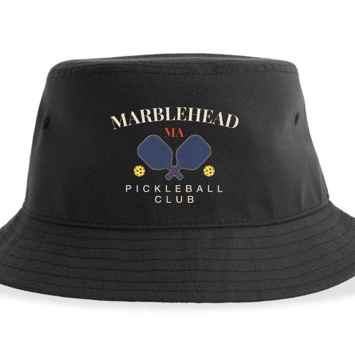 Marblehead Ma Pickleball Clubfor Paddle Lovers Sustainable Bucket Hat