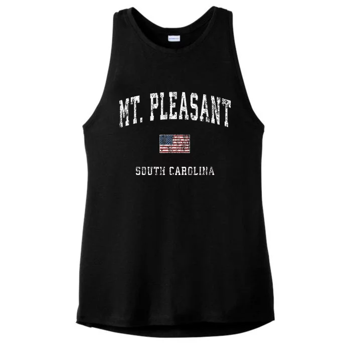 Mount Mt Pleasant South Carolina Sc Vintage American Flag Ladies Tri-Blend Wicking Tank