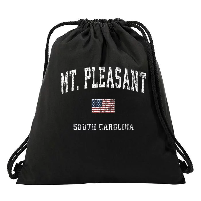 Mount Mt Pleasant South Carolina Sc Vintage American Flag Drawstring Bag