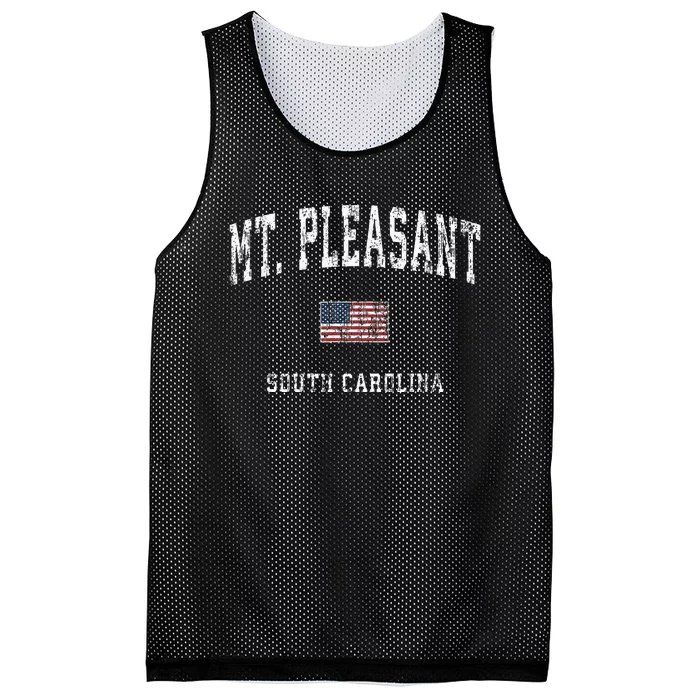 Mount Mt Pleasant South Carolina Sc Vintage American Flag Mesh Reversible Basketball Jersey Tank