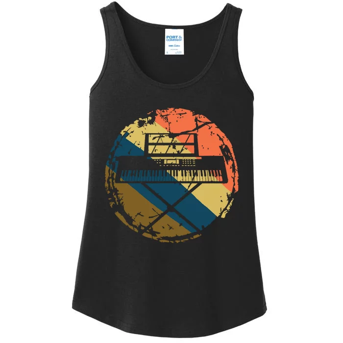 Music Musician Pianist Vintage Keyboard Player Piano Ladies Essential Tank