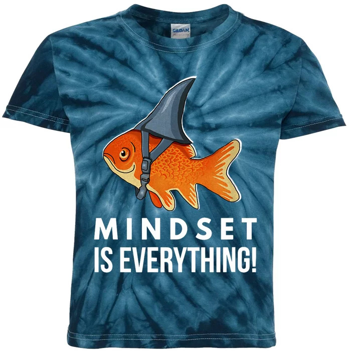 Mindset Motivational Quote Cute Goldfish Shark Fish Kids Tie-Dye T-Shirt