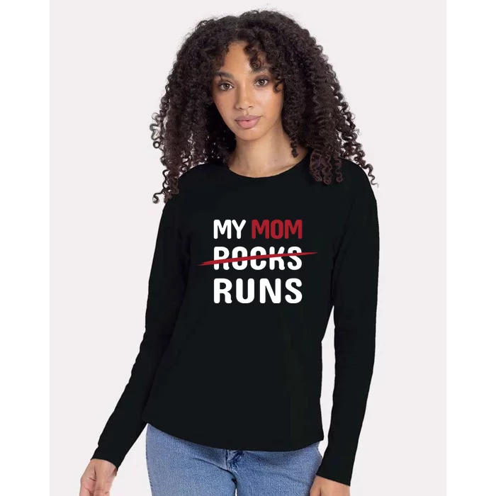 My Mom Runs Funny Marathon Running Spectator Cute Gift Womens Cotton Relaxed Long Sleeve T-Shirt