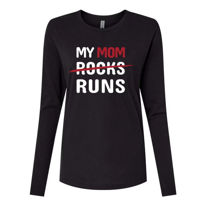 My Mom Runs Funny Marathon Running Spectator Cute Gift Womens Cotton Relaxed Long Sleeve T-Shirt