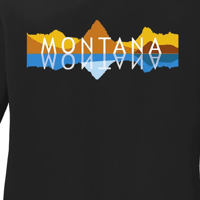 Montana Mountain Reflections Mount Grinnell Souvenir Ladies Long Sleeve Shirt