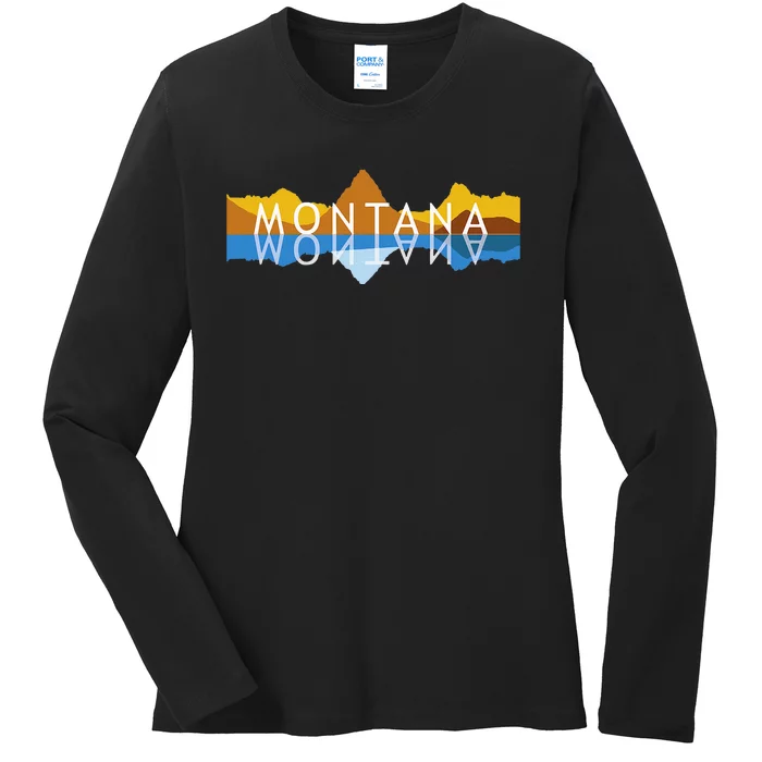 Montana Mountain Reflections Mount Grinnell Souvenir Ladies Long Sleeve Shirt