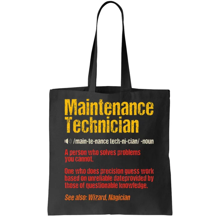 Maintenance Man retro Definition Technician Tote Bag