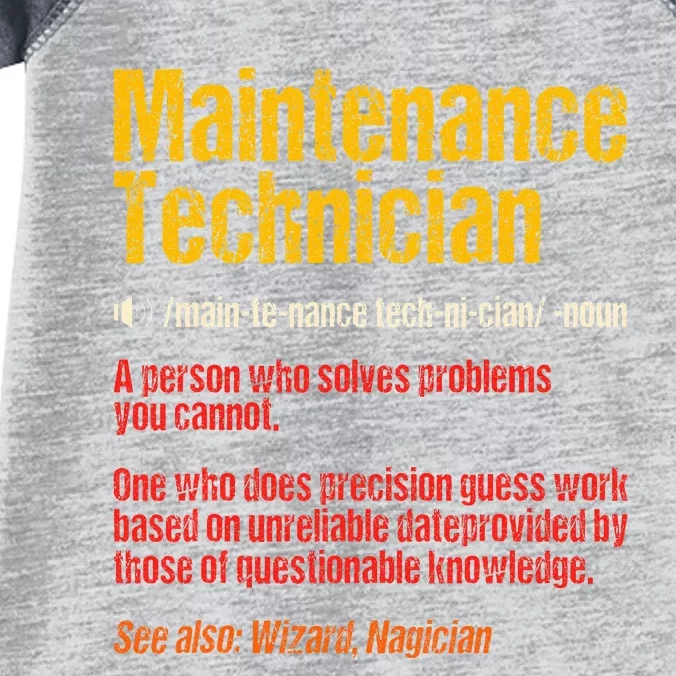 Maintenance Man retro Definition Technician Infant Baby Jersey Bodysuit