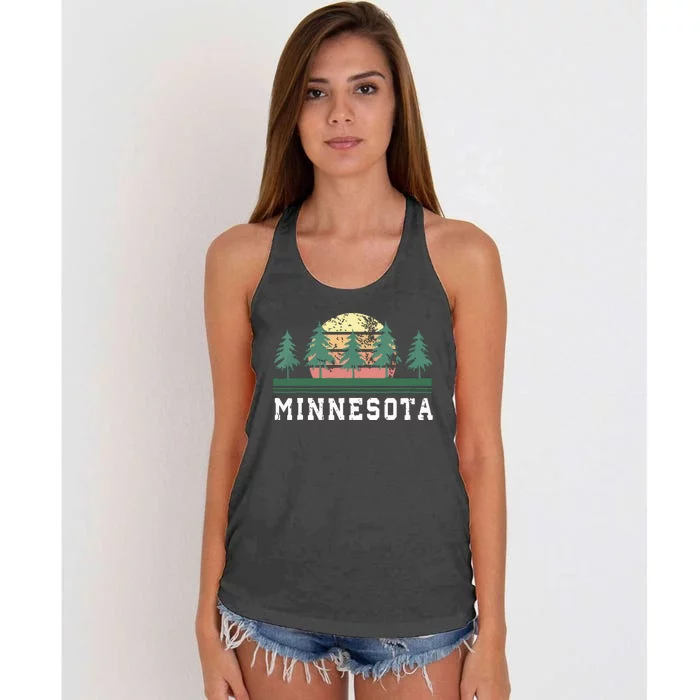 Minnesota Mn Retro Vintage Gift Women's Knotted Racerback Tank