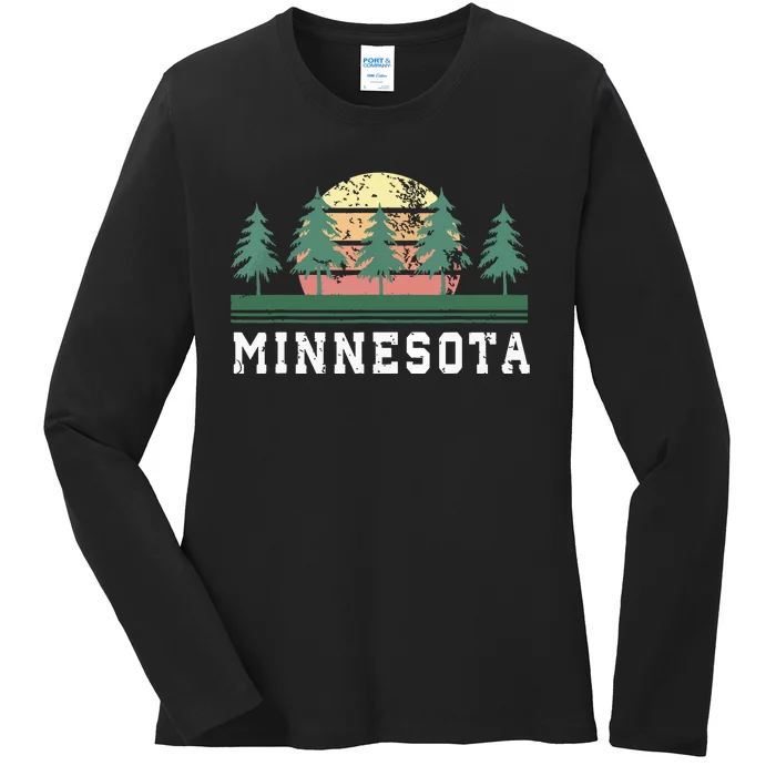 Minnesota Mn Retro Vintage Gift Ladies Long Sleeve Shirt