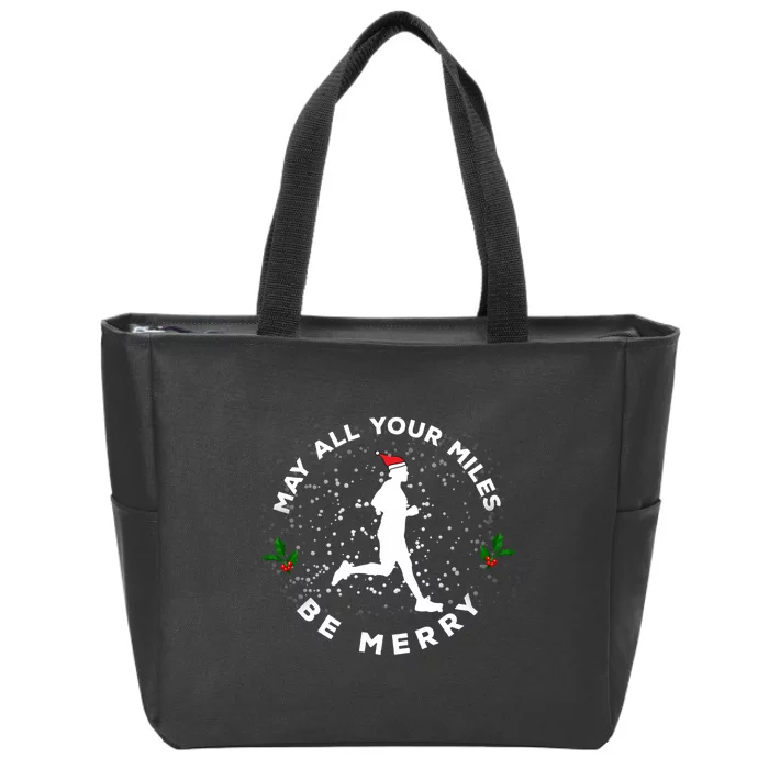 Merry Miles Running Christmas Gift For Runners Zip Tote Bag