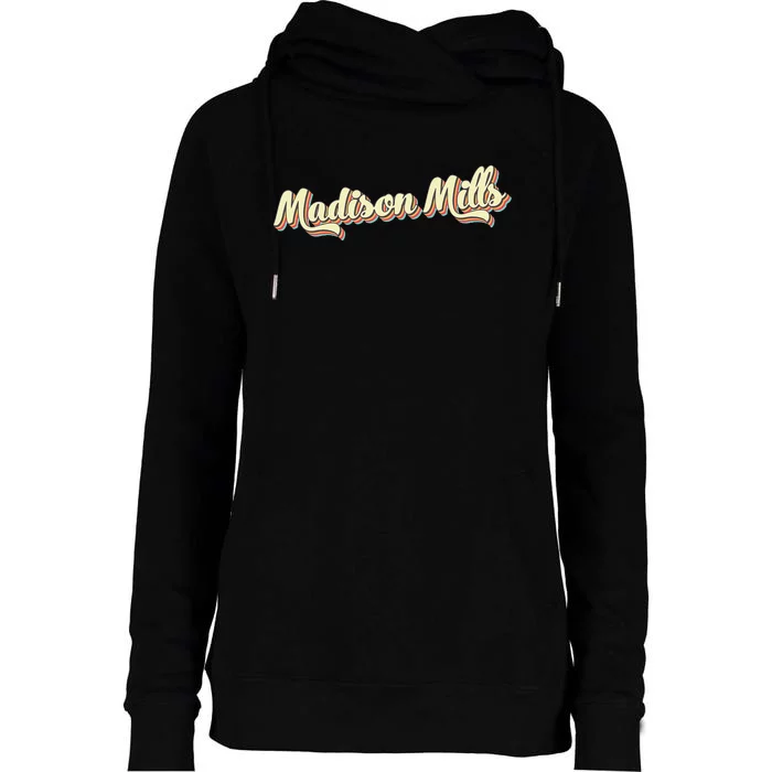 Madison Mills Retro Art Baseball Vintage Womens Funnel Neck Pullover Hood