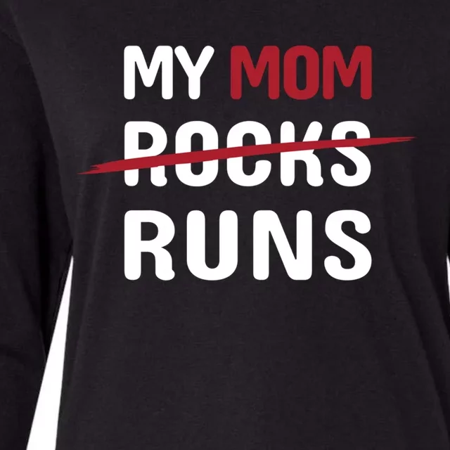 My Mom Runs Funny Marathon Running Spectator Cute Gift Womens Cotton Relaxed Long Sleeve T-Shirt