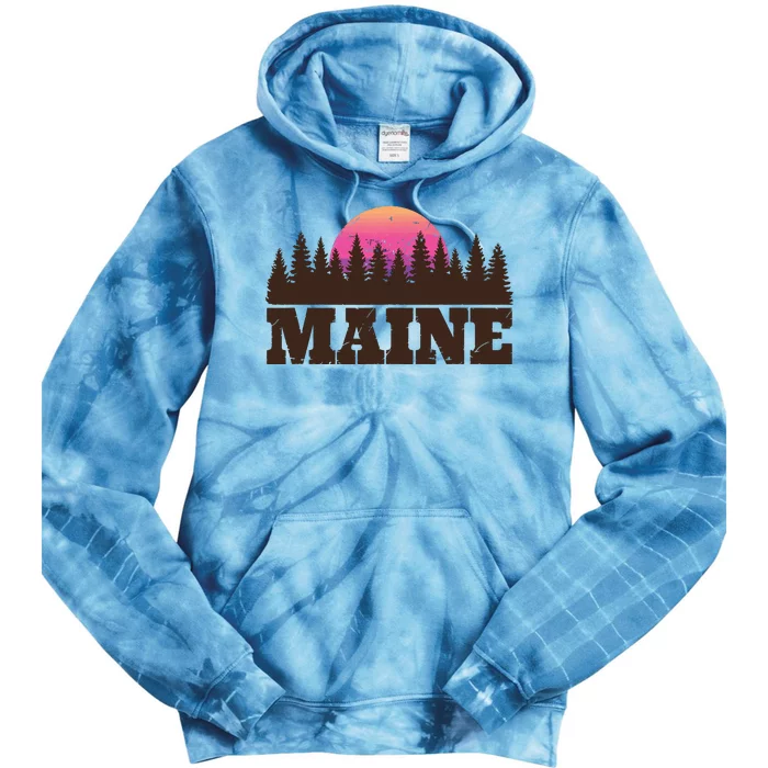 Maine Mn Retro Vintage Gift Women Tie Dye Hoodie