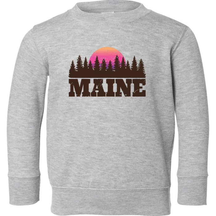 Maine Mn Retro Vintage Gift Women Toddler Sweatshirt