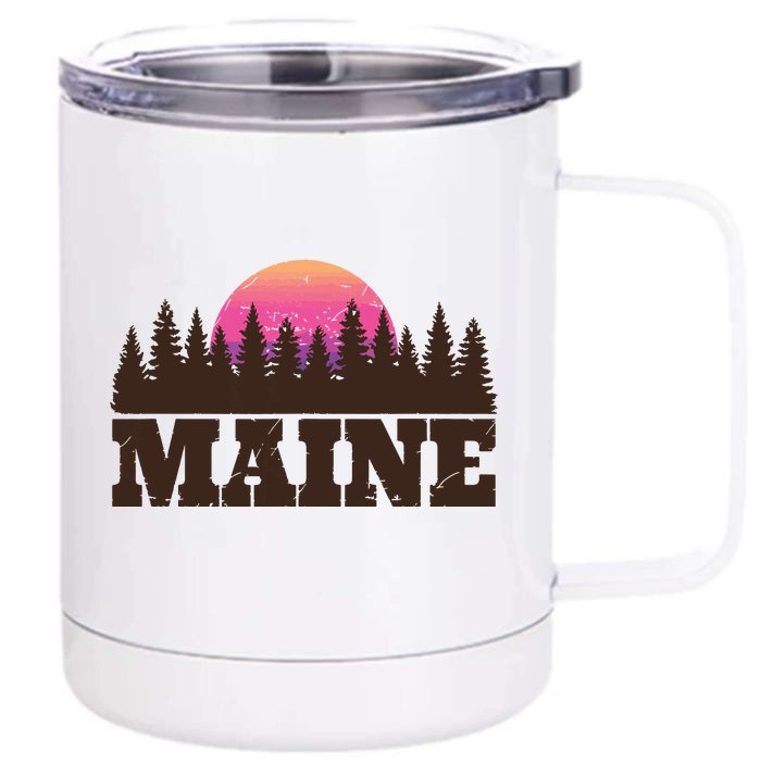 Maine Mn Retro Vintage Gift Women Front & Back 12oz Stainless Steel Tumbler Cup