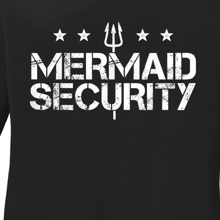 Merman Mermaid Security Funny Swimming Gift Ladies Long Sleeve Shirt