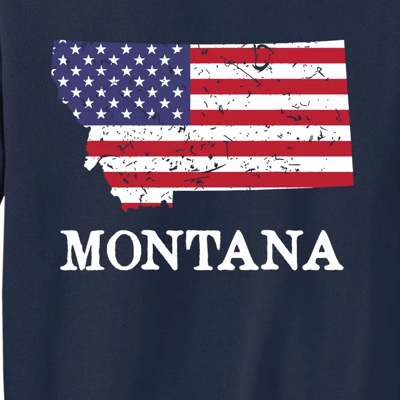 Montana Map State American Flag 4th Of July Pride 9015 Tall Sweatshirt