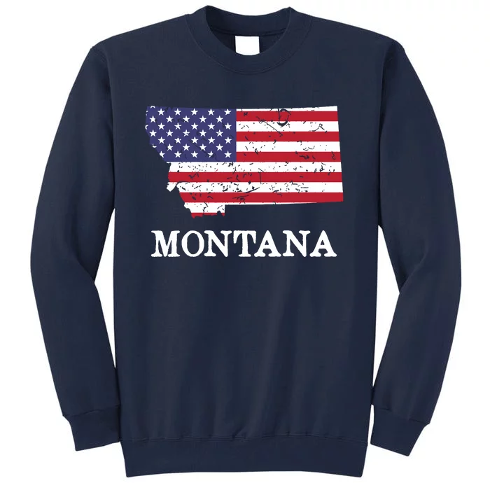 Montana Map State American Flag 4th Of July Pride 9015 Tall Sweatshirt