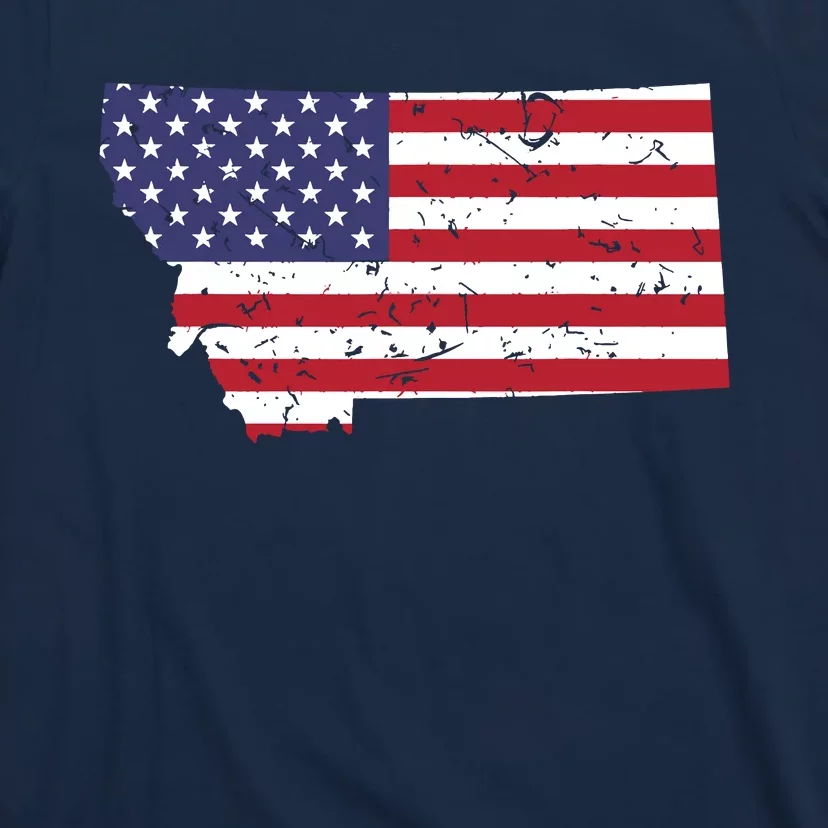 Montana Map State American Flag 4th T-Shirt