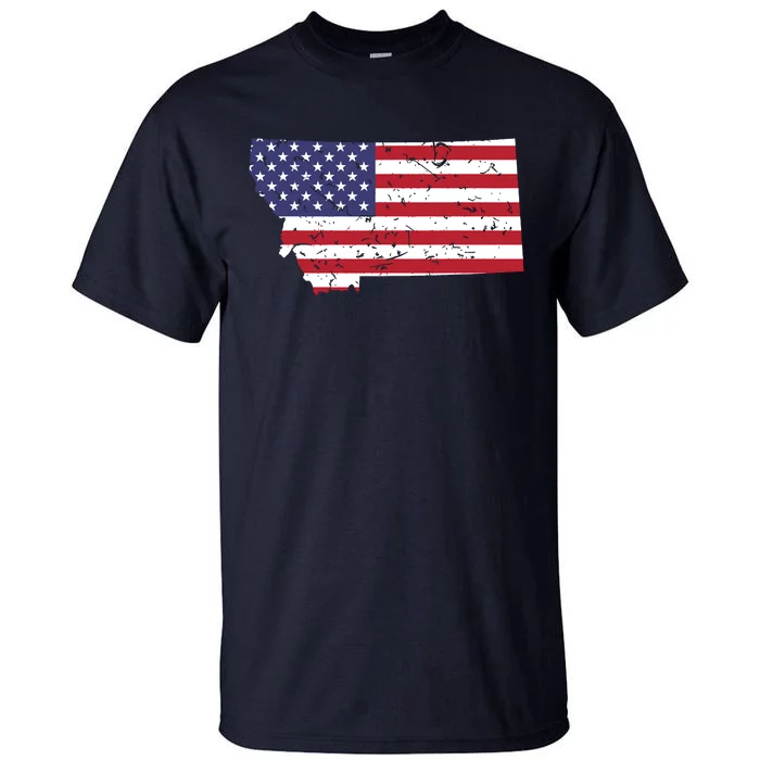 Montana Map State American Flag 4th Tall T-Shirt