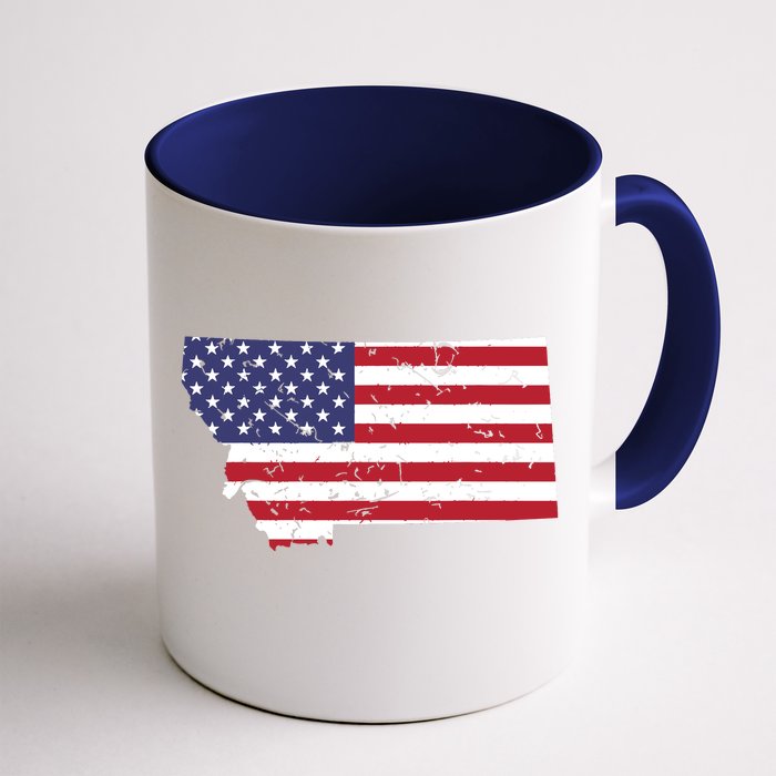 Montana Map State American Flag 4th Front & Back Coffee Mug