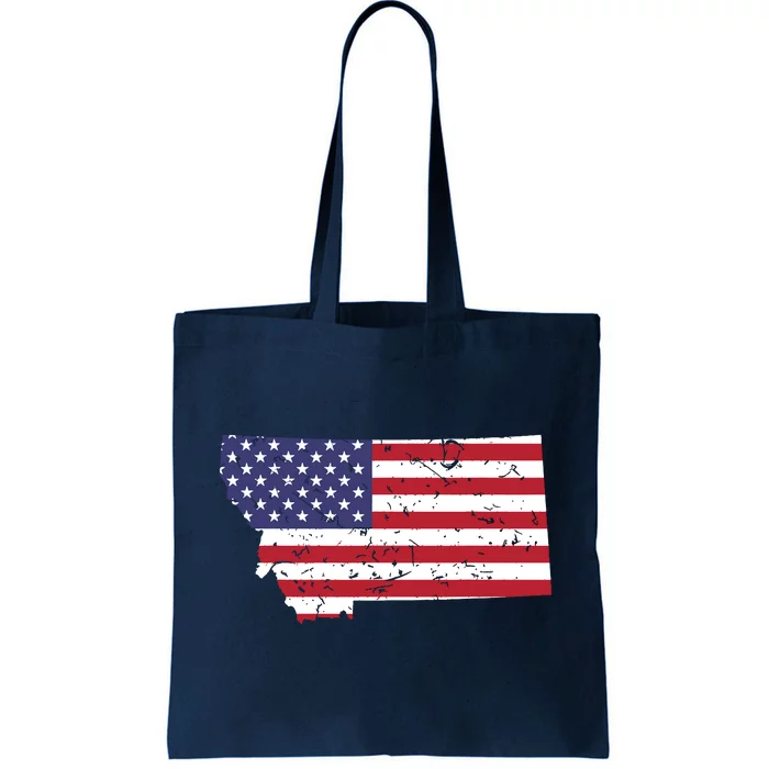 Montana Map State American Flag 4th Tote Bag