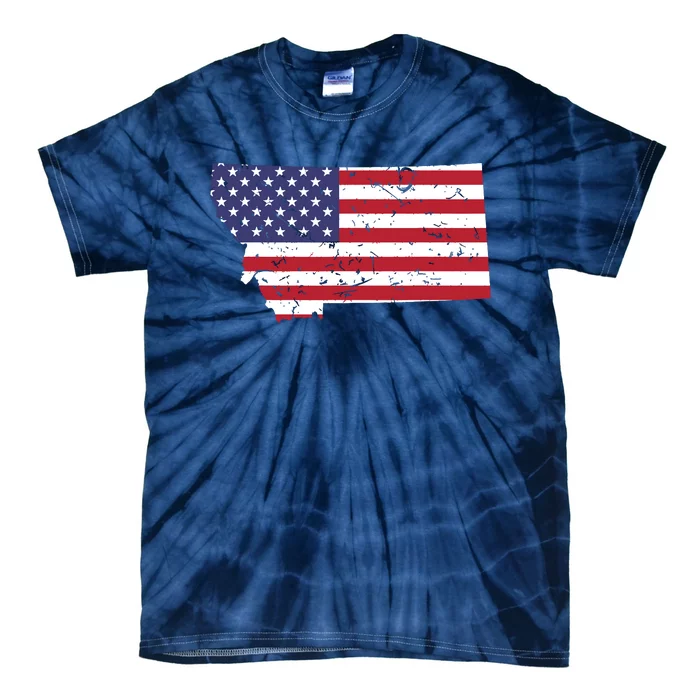 Montana Map State American Flag 4th Tie-Dye T-Shirt