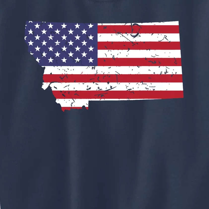 Montana Map State American Flag 4th Kids Sweatshirt