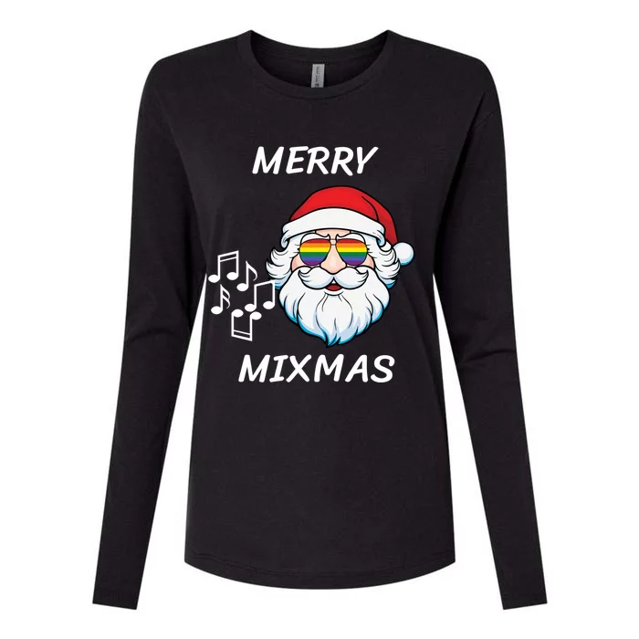 Merry Mixmas Santa Dj Christmas Holidays Xmas Music Lover Gift Womens Cotton Relaxed Long Sleeve T-Shirt