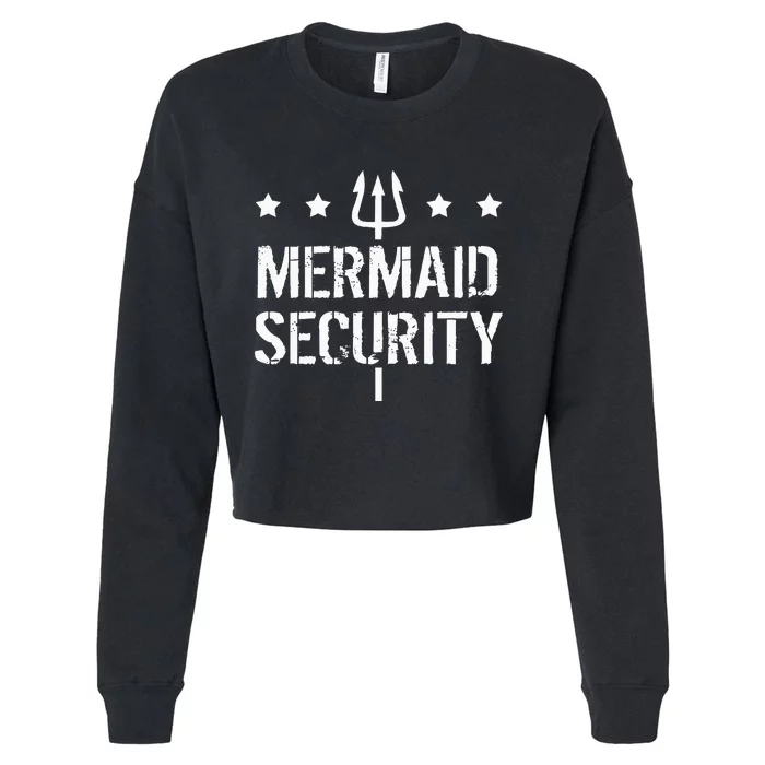 Merman Mermaid Security Funny Swimming Cropped Pullover Crew